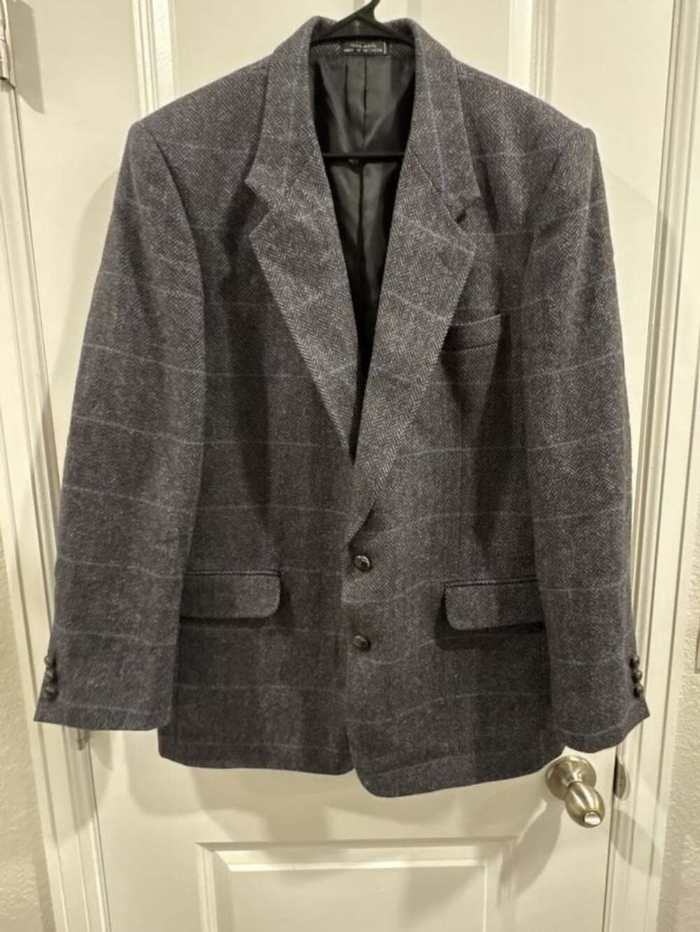 Moda Prima Wool Herringbone Blazer Jacket Gray Check